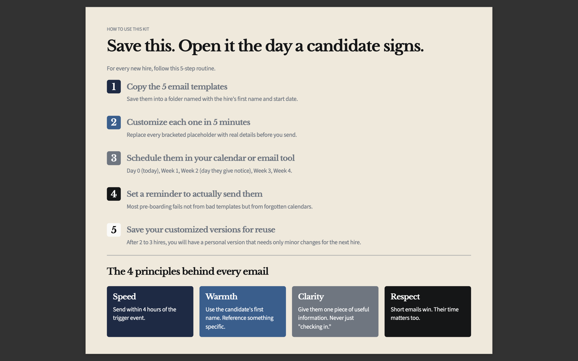 The 5 touchpoints that stop new hires from ghosting between offer and day 1.
